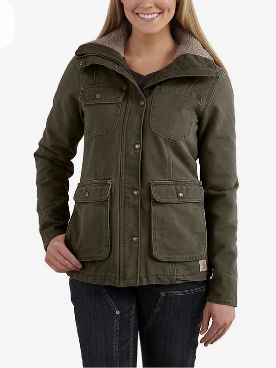 Carhartt Jackets & Blazers - Carhartt Sherpa Lined Jacket Women’s Small 4/6 Olive Canvas Workwear Coat